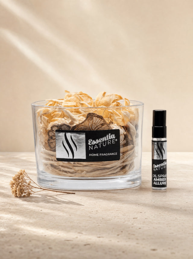 Naravni difuzor s potpurijem Essentia Nature s priloženim pršilom Amber Allure