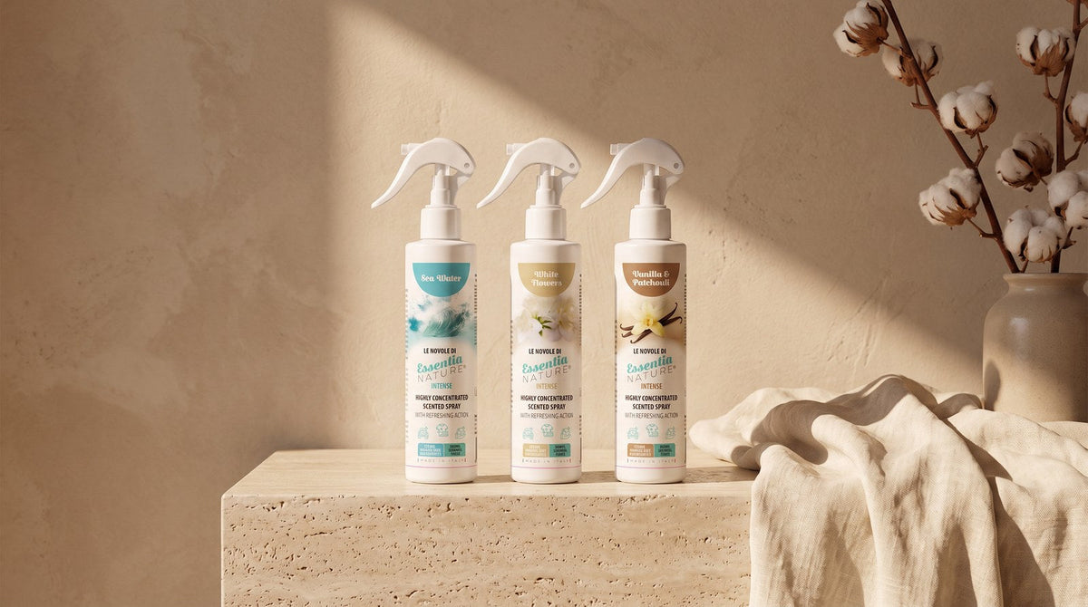Tri Essentia Nature INTENSE dišeča razpršila na travertinski polici