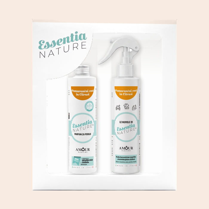 Darilni set Citrusi in Pomarančni Cvet – parfum za perilo + dišeče razpršilo 250 ml