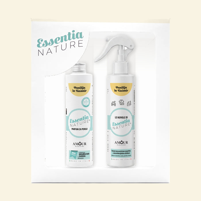 Darilni set Vanilija in Kašmir – parfum za perilo + dišeče razpršilo 250 ml