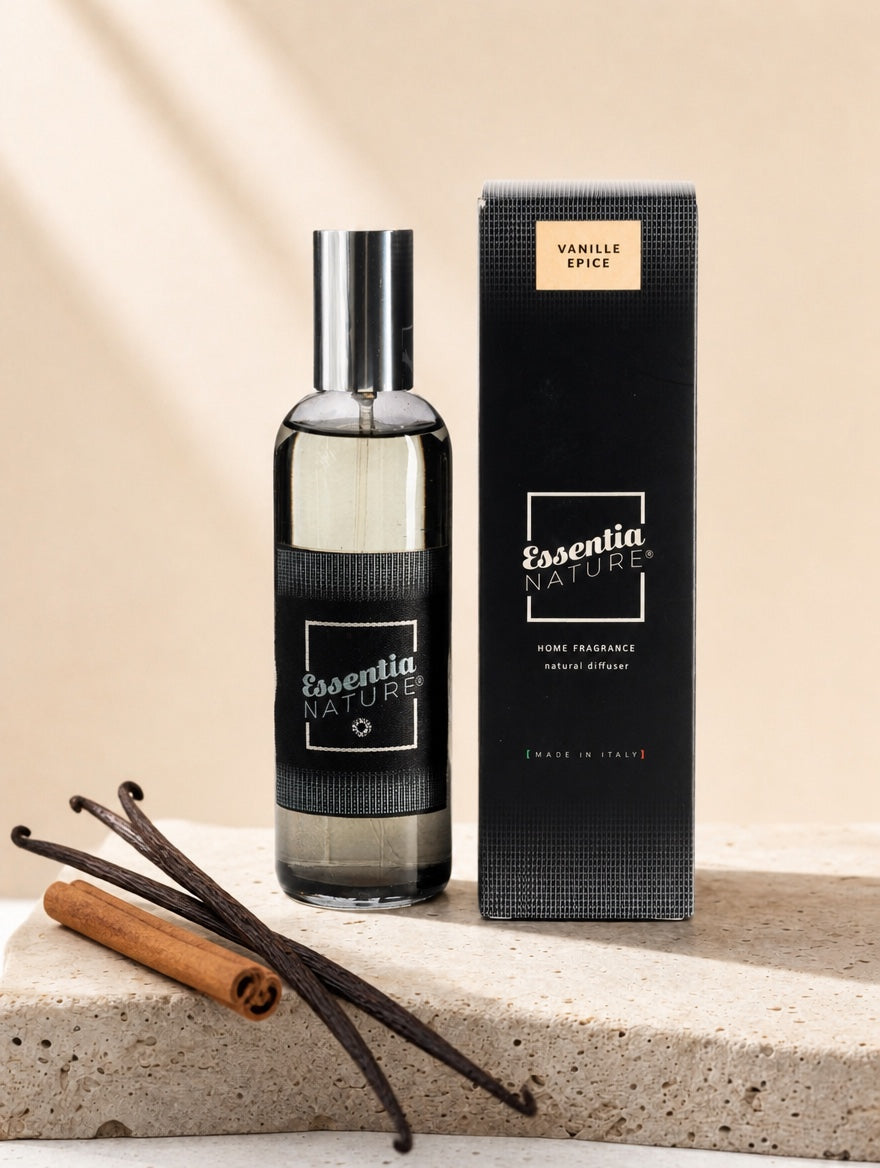 Razpršilo za prostor Vanille Epice Essentia Nature z vaniljevimi stroki in cimetom